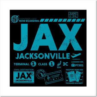 Vintage Jacksonville JAX Airport Code Travel Day Retro Travel Tag Florida Posters and Art